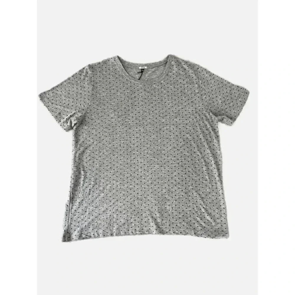 Monrow Women’s Size Large Gray Black Polka Dot Short Sleeve Crewneck T-shirt